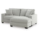 Gesi Sofa with L Arm Chaise, 2 Pillows, Light Gray Upholstery, 85"