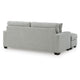Gesi Sofa with L Arm Chaise, 2 Pillows, Light Gray Upholstery, 85"