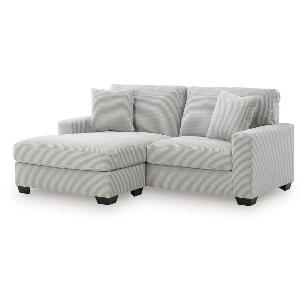Gesi Sofa with L Arm Chaise, 2 Pillows, Light Gray Upholstery, 85"
