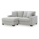 Gesi Sofa with L Arm Chaise, 2 Pillows, Light Gray Upholstery, 85"