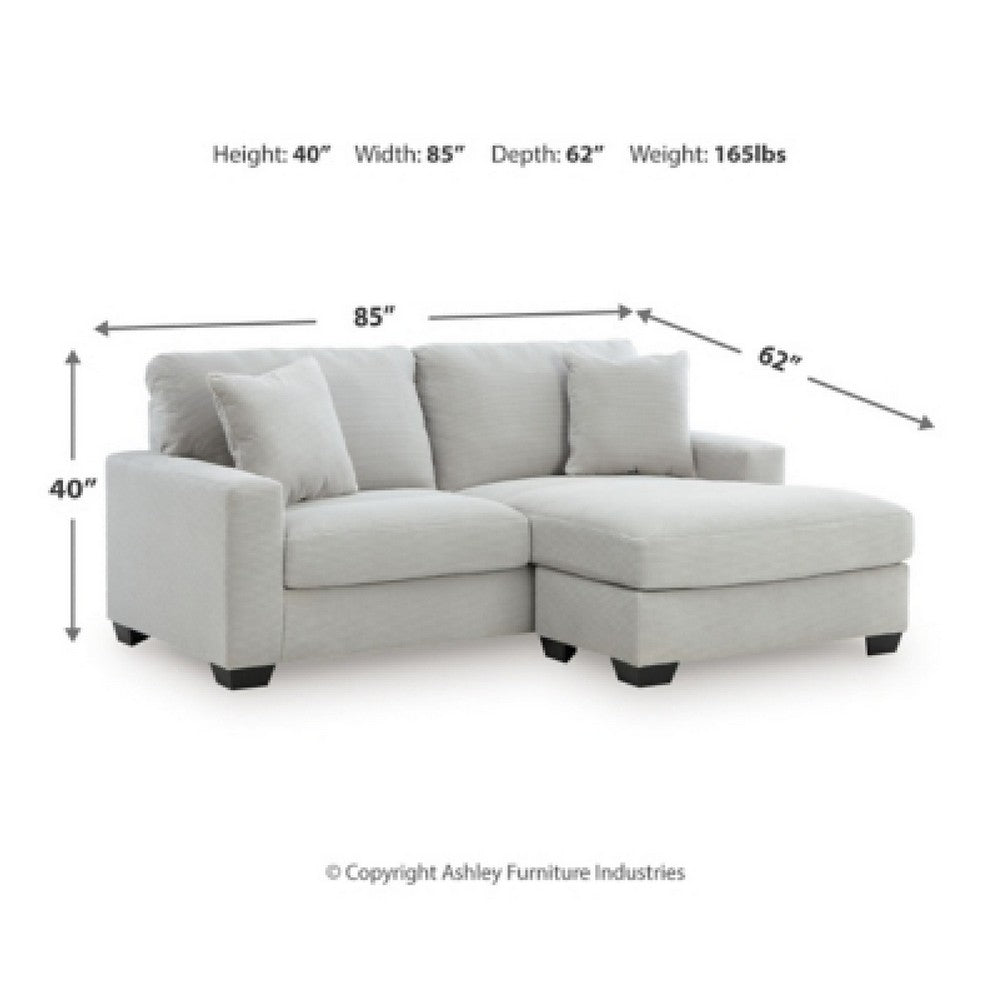 Gesi Sofa with L Arm Chaise, 2 Pillows, Light Gray Upholstery, 85"