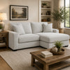Gesi Sofa with L Arm Chaise, 2 Pillows, Light Gray Upholstery, 85"
