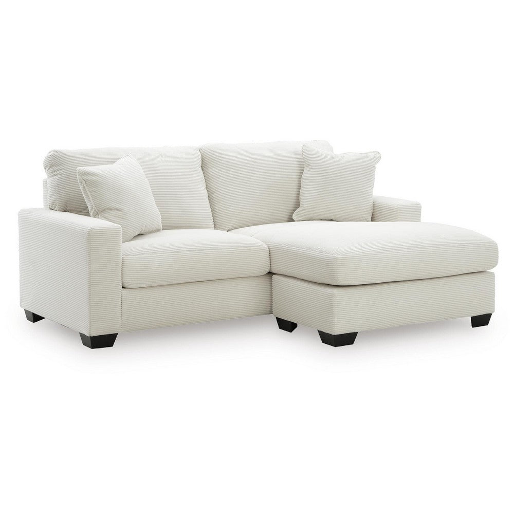 Gesi Sofa with L Arm Chaise, 2 Pillows, Plush Ivory Upholstery, 85"