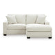 Gesi Sofa with L Arm Chaise, 2 Pillows, Plush Ivory Upholstery, 85"