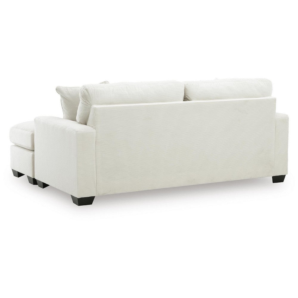 Gesi Sofa with L Arm Chaise, 2 Pillows, Plush Ivory Upholstery, 85"