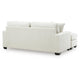 Gesi Sofa with L Arm Chaise, 2 Pillows, Plush Ivory Upholstery, 85"