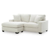 Gesi Sofa with L Arm Chaise, 2 Pillows, Plush Ivory Upholstery, 85"