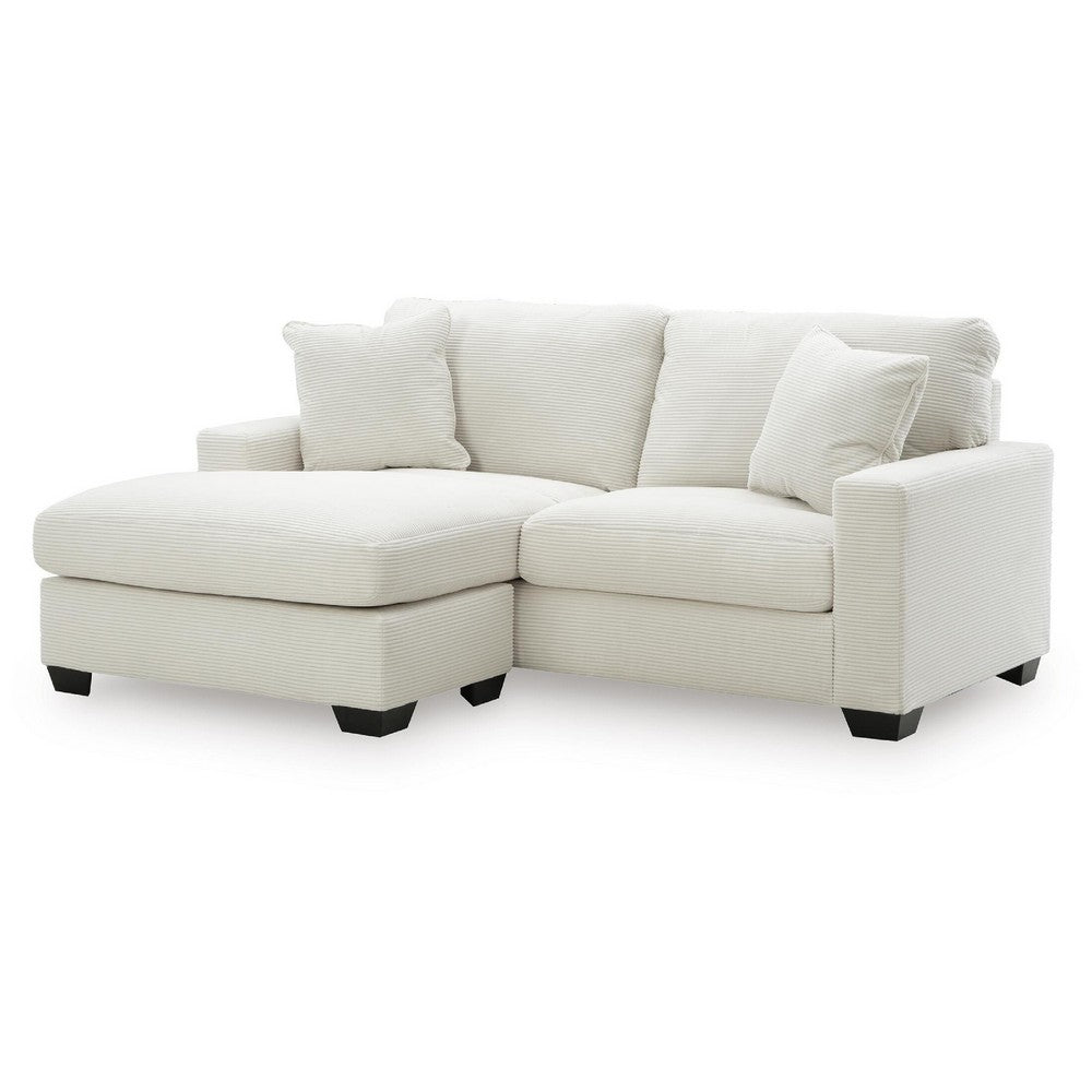 Gesi Sofa with L Arm Chaise, 2 Pillows, Plush Ivory Upholstery, 85"