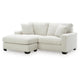 Gesi Sofa with L Arm Chaise, 2 Pillows, Plush Ivory Upholstery, 85"