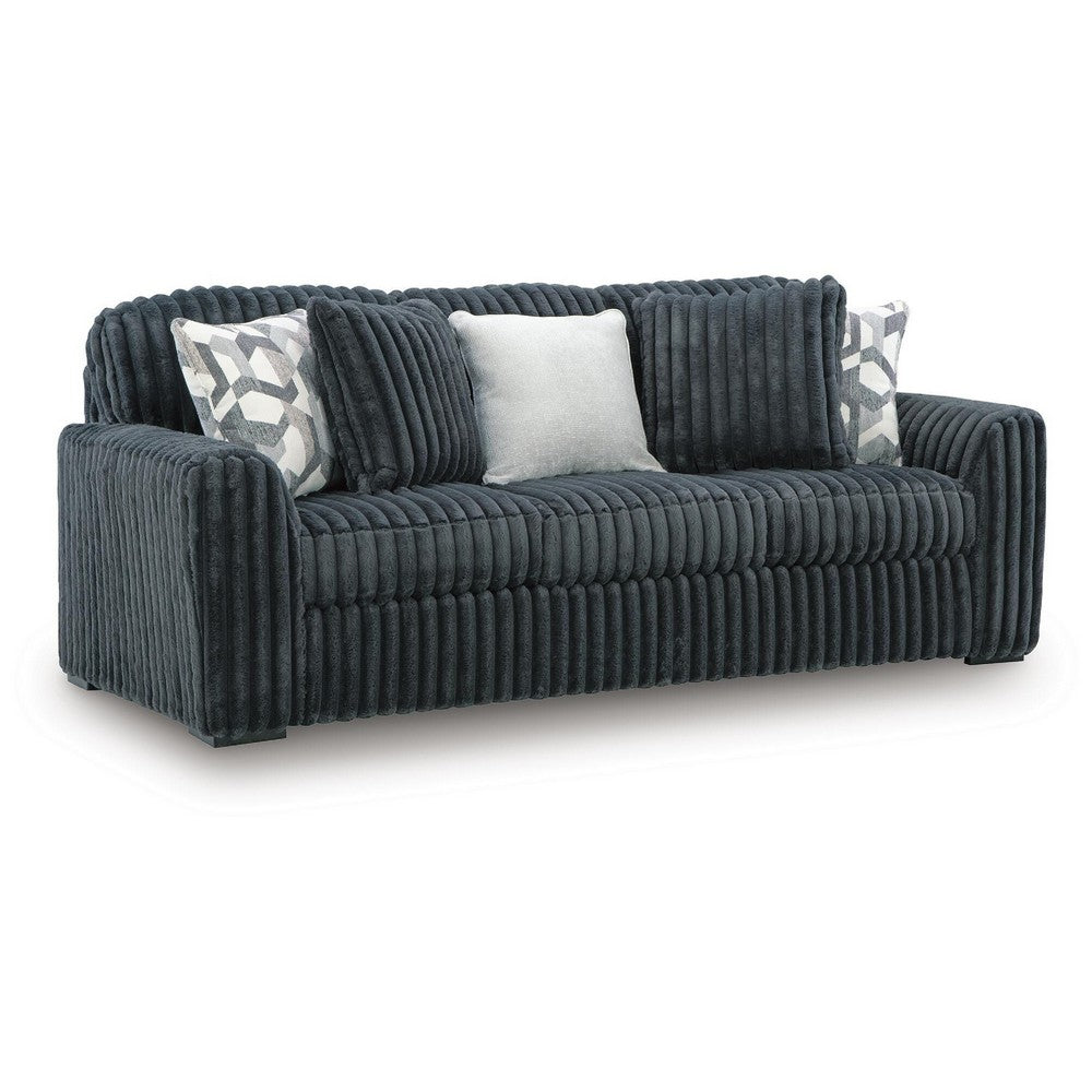 Addy Sofa with 5 Pillows | Gunmetal Gray Corduroy Upholstery | 98"