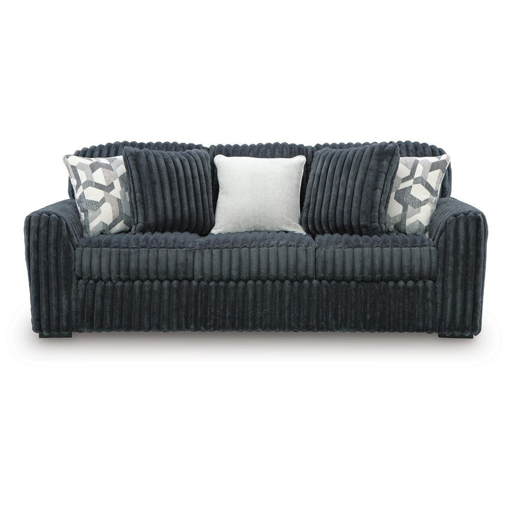 Addy Sofa with 5 Pillows | Gunmetal Gray Corduroy Upholstery | 98"