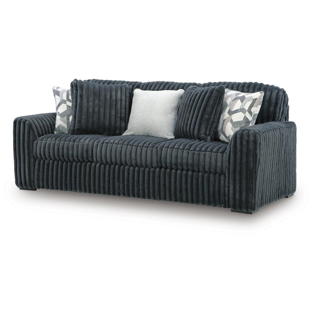 Addy Sofa with 5 Pillows | Gunmetal Gray Corduroy Upholstery | 98"
