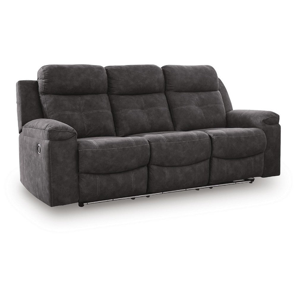 Beso Pull Tab Reclining Sofa | Charcoal Gray Faux Leather | 87"
