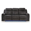 Beso Pull Tab Reclining Sofa | Charcoal Gray Faux Leather | 87"