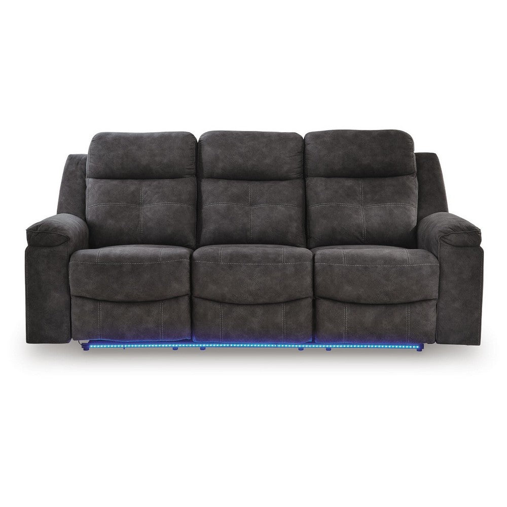 Beso Pull Tab Reclining Sofa | Charcoal Gray Faux Leather | 87"