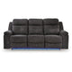 Beso Pull Tab Reclining Sofa | Charcoal Gray Faux Leather | 87"