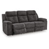Beso Pull Tab Reclining Sofa | Charcoal Gray Faux Leather | 87"