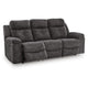 Beso Pull Tab Reclining Sofa | Charcoal Gray Faux Leather | 87"