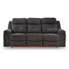 Beso Pull Tab Reclining Sofa | Charcoal Gray Faux Leather | 87"