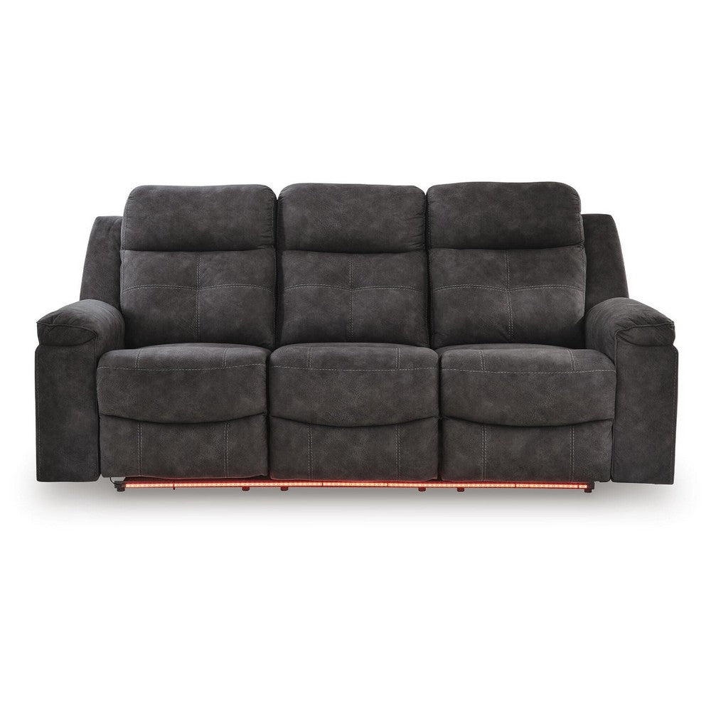 Beso Pull Tab Reclining Sofa | Charcoal Gray Faux Leather | 87"