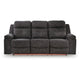 Beso Pull Tab Reclining Sofa | Charcoal Gray Faux Leather | 87"