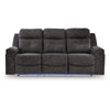 Beso Pull Tab Reclining Sofa | Charcoal Gray Faux Leather | 87"