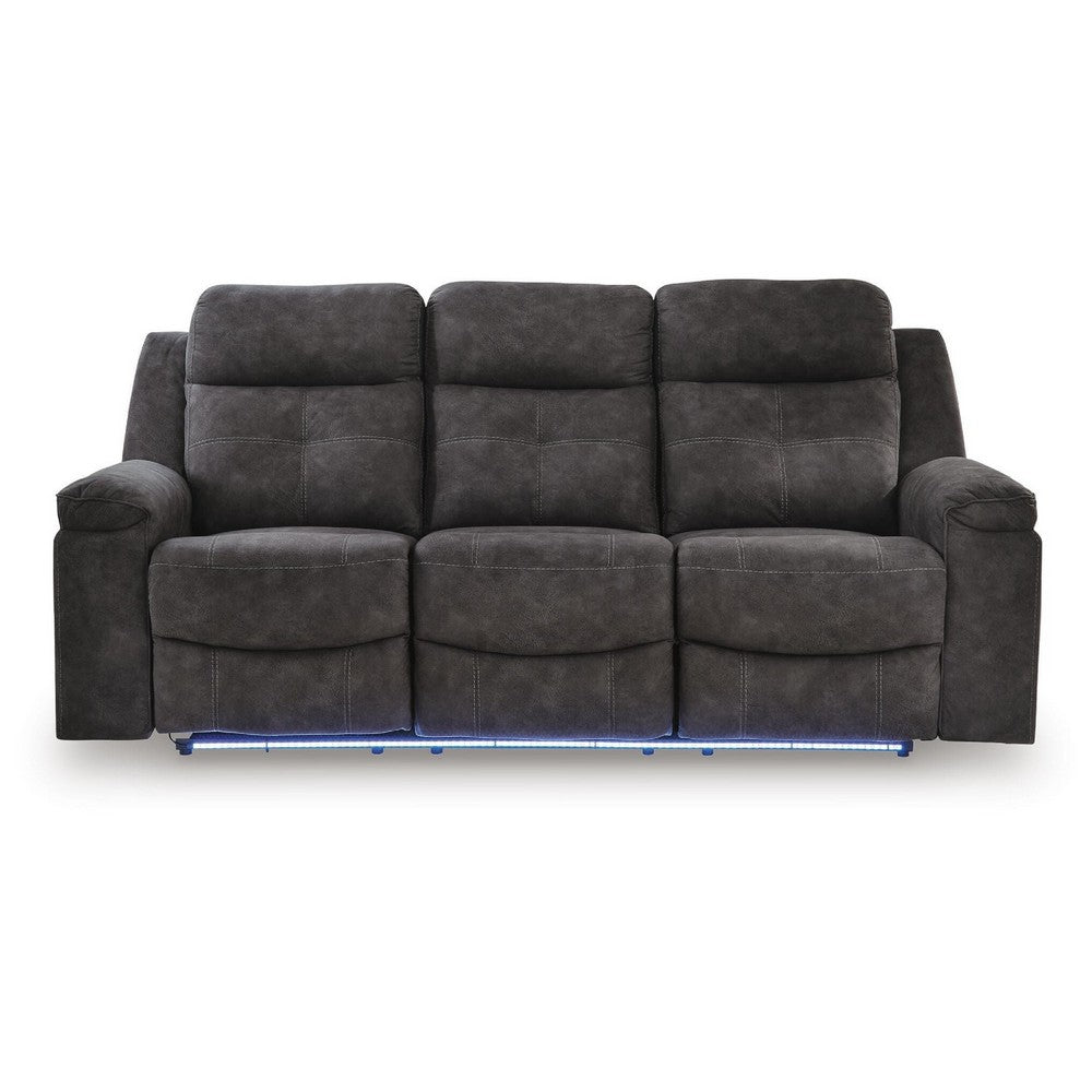 Beso Pull Tab Reclining Sofa | Charcoal Gray Faux Leather | 87"