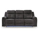 Beso Pull Tab Reclining Sofa | Charcoal Gray Faux Leather | 87"