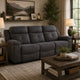 Beso Pull Tab Reclining Sofa | Charcoal Gray Faux Leather | 87"
