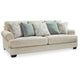 Monie Sofa with Rolled Arms | 5 Accent Pillows Set | Sandstone Chenille 98"
