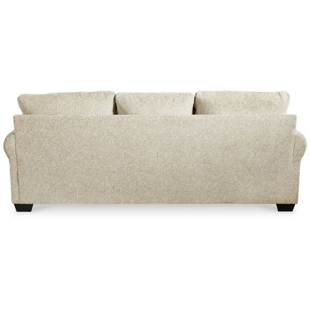 Monie Sofa with Rolled Arms | 5 Accent Pillows Set | Sandstone Chenille 98"