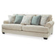 Monie Sofa with Rolled Arms | 5 Accent Pillows Set | Sandstone Chenille 98"