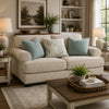 Monie Loveseat with Rolled Arms | 3 Accent Pillows | Sandstone Chenille 74"
