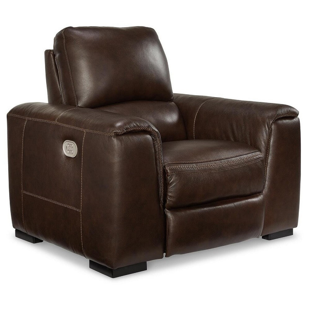 Sanco Power Recliner Chair | Adjustable Headrest | USB| Walnut Brown Leather