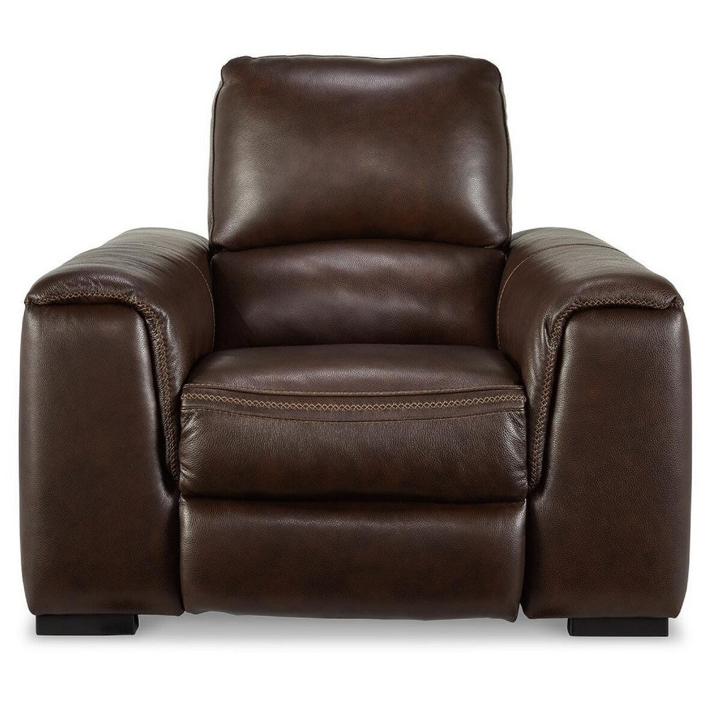Sanco Power Recliner Chair | Adjustable Headrest | USB| Walnut Brown Leather