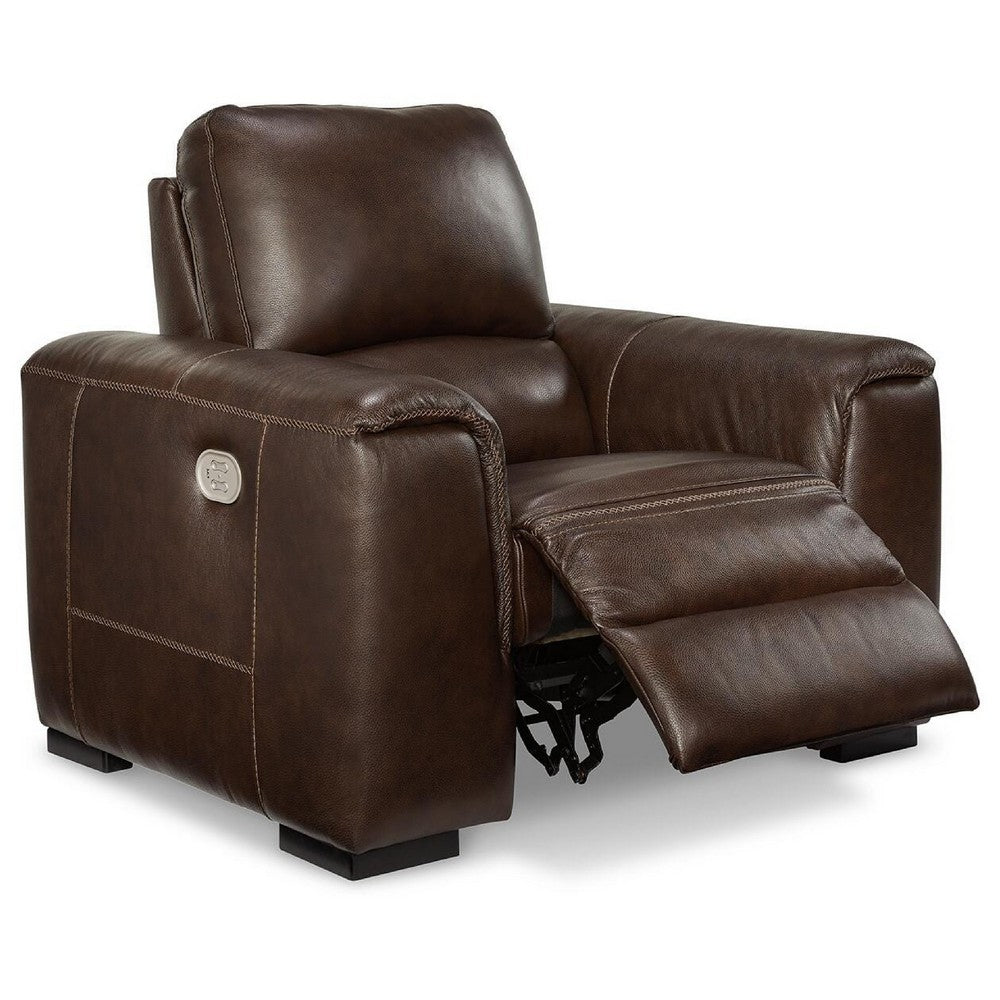 Sanco Power Recliner Chair | Adjustable Headrest | USB| Walnut Brown Leather