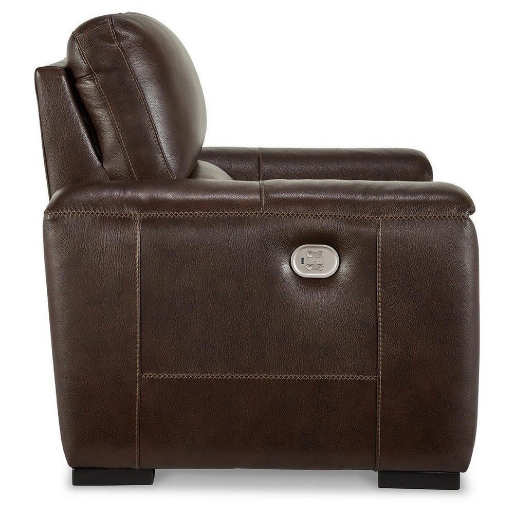 Sanco Power Recliner Chair | Adjustable Headrest | USB| Walnut Brown Leather