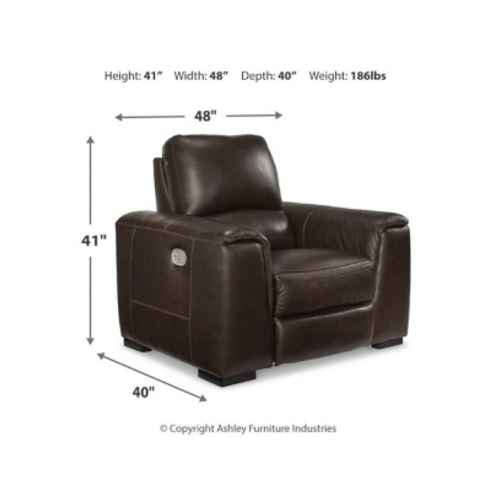 Sanco Power Recliner Chair | Adjustable Headrest | USB| Walnut Brown Leather