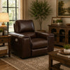 Sanco Power Recliner Chair | Adjustable Headrest | USB| Walnut Brown Leather