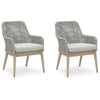 Yami Patio Armchair | Set of 2 | Wooden Angled Legs | Gray Resin Wicker