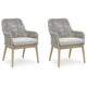 Yami Patio Armchair | Set of 2 | Wooden Angled Legs | Gray Resin Wicker