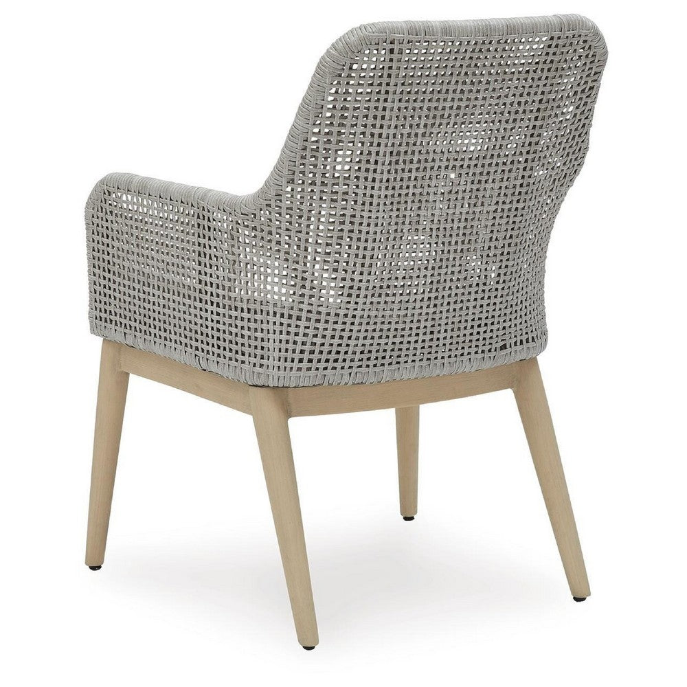 Yami Patio Armchair | Set of 2 | Wooden Angled Legs | Gray Resin Wicker