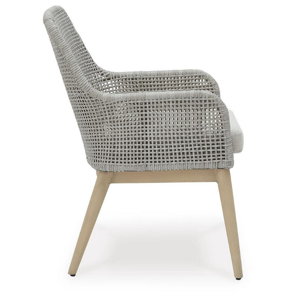 Yami Patio Armchair | Set of 2 | Wooden Angled Legs | Gray Resin Wicker