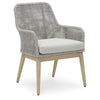 Yami Patio Armchair | Set of 2 | Wooden Angled Legs | Gray Resin Wicker