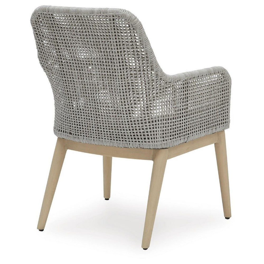 Yami Patio Armchair | Set of 2 | Wooden Angled Legs | Gray Resin Wicker