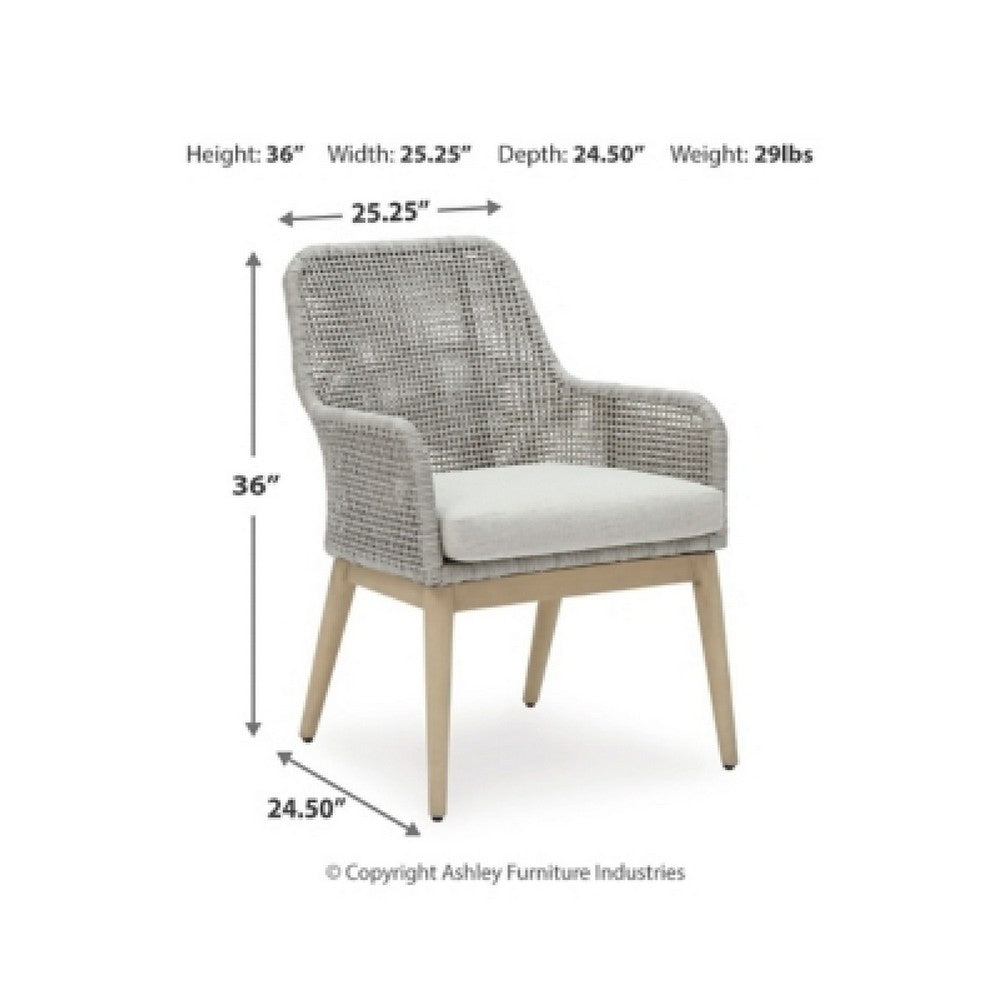Yami Patio Armchair | Set of 2 | Wooden Angled Legs | Gray Resin Wicker
