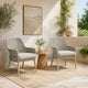 Yami Patio Armchair | Set of 2 | Wooden Angled Legs | Gray Resin Wicker