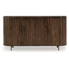 Micky 68" Accent Cabinet with 4 Fluted Doors | Brown Solid Mango Wood | Gold Legs