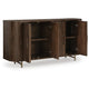 Micky 68" Accent Cabinet with 4 Fluted Doors | Brown Solid Mango Wood | Gold Legs
