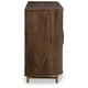 Micky 68" Accent Cabinet with 4 Fluted Doors | Brown Solid Mango Wood | Gold Legs